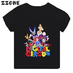 Gorąca wyprzedaż The Amazing Digital Circus Print Kids T-shirt Girls Clothes Baby Boys Black Short Sleeve T shirt Children Tops, TH5871