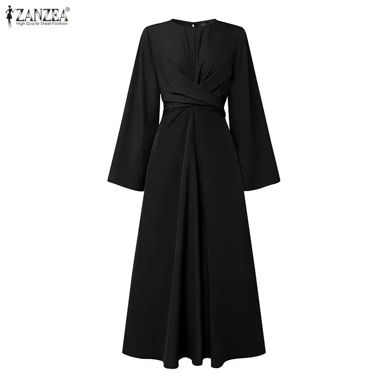 

2026 ZANZEA Fashion Muslim Dress Abaya Women Dresses Oversize IsIamic Robe Casual Long Sleeve Kaftan Maxi Vestidos Eid Mubarek