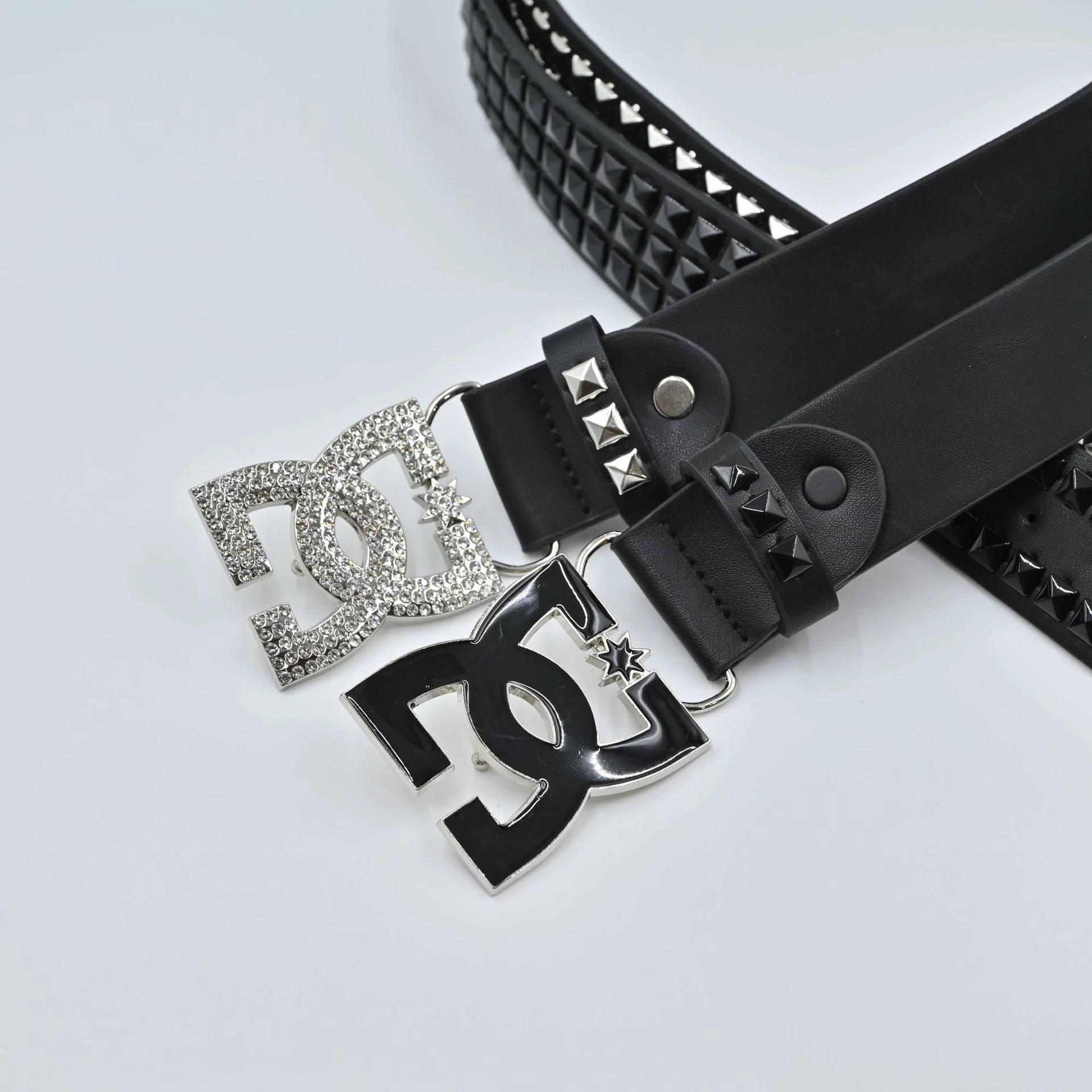 Y2K Punk Strass-Gürtel mit funkelnder Kristall-Stern-Schnalle, Leder-Taillengürtel, Vintage-Rock-Dekorgürtel für Jeans und Kleider – Detail 2