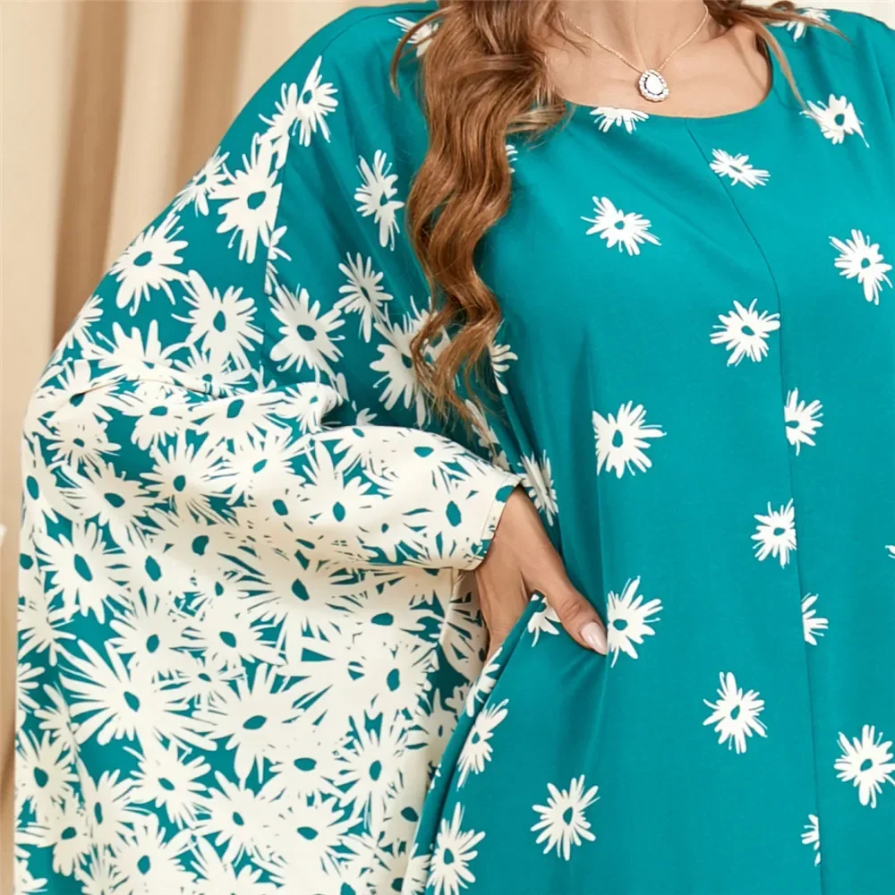 Marocco Caftano Dubai Abaya Eid Mubarak Djellaba Donna Manica a pipistrello Maxi abito Musulmano Allentato Abito da festa Arabo Robe Islam Abaya
