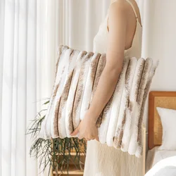 Faux-Fur Cushion Cover Gradient Plush Throw Pillow Cover For Sofa Ins Nordic Style Ultra Soft Decorative Pillowcase Funda Cojin