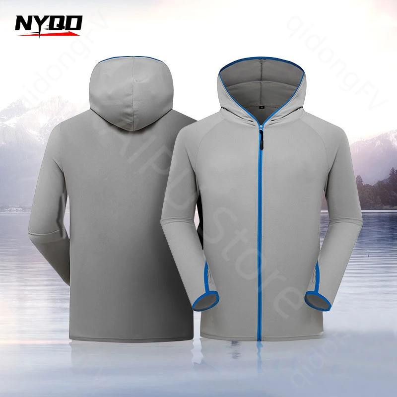 

Outdoor Sun Protection Fishing Suit Lightweight Breathable Moisture Wicking Summer Men's Hooded Long Sleeved Fishing Suit