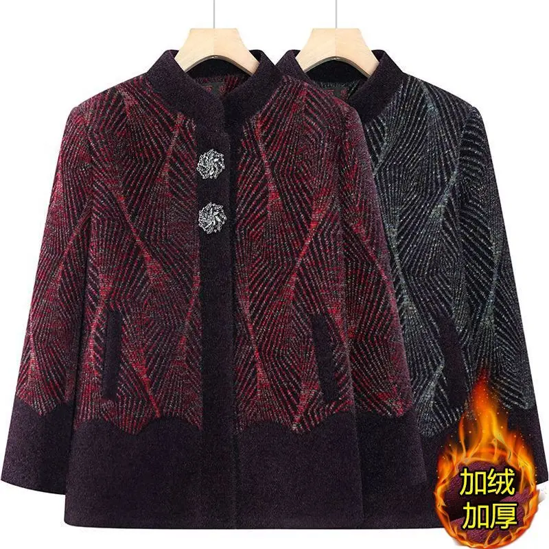 Giacca imbottita in cotone per anziani di mezza età Autunno Inverno Nuovo cappotto di lana Capispalla calda per madre Cappotto taglie forti Top da donna