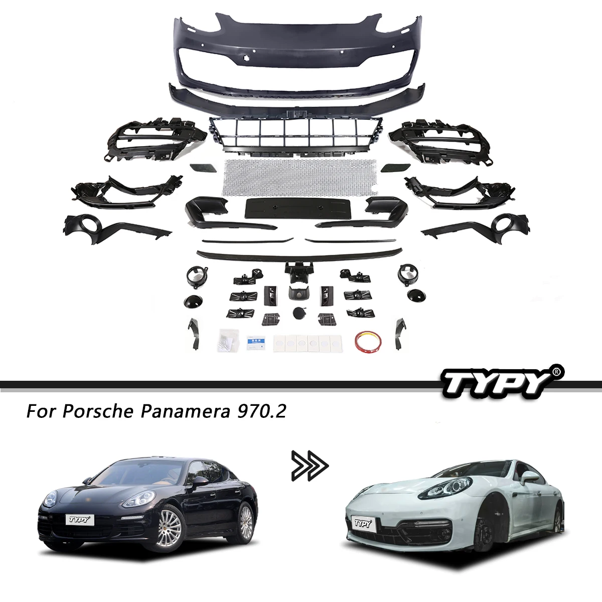

TYPY Car Accessories For Porsche panamera 970.2 Front Bumper 2014-2016 Upgrade GTS Fog Lights Cover Body Kit LED Headlights