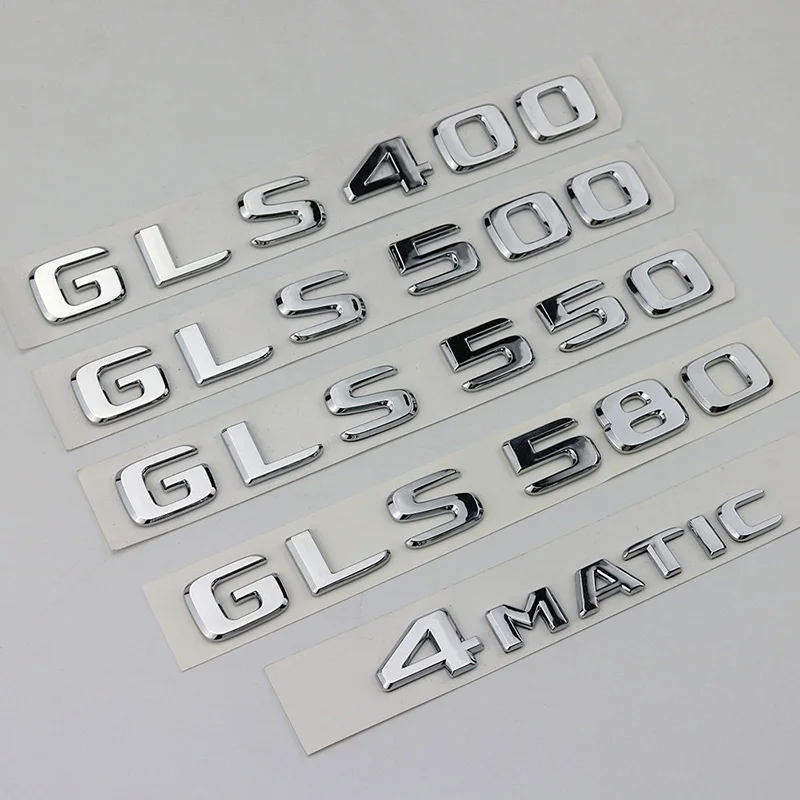 ABS 3D Chrome Letters For Car Emblem Logo Stickers GLS 63 400 450 500 550 580 X167 X166 Accessories