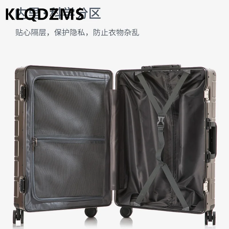 KLQDZMS Men's Suitcase New All Aluminum Magnesium Alloy Trolley Case 20"24" 28 "girls Boarding Box Large Capacity Hand Luggage