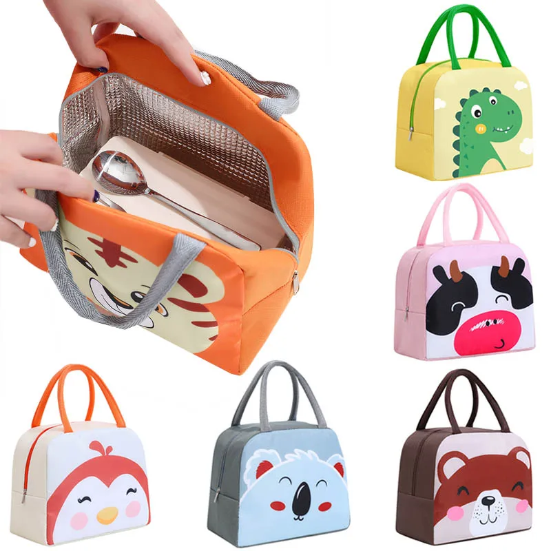 Cute Cartoon Animal Tote Insulated Thermal Lunch Bag Cute Cartoon Picnic Food Storage Lunch Box Cooler Bags