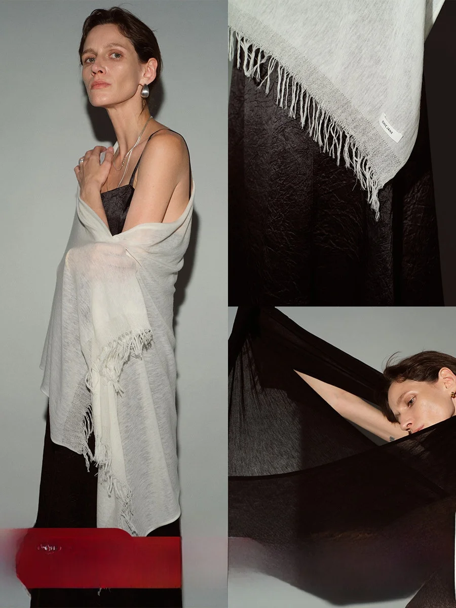 

Воздушная шерстяная футболка из тонкой ткани, тонкая как крыло цикады, водорастворимая, ChicJane, весенняя, свободного кроя, женская, модная, поштучно