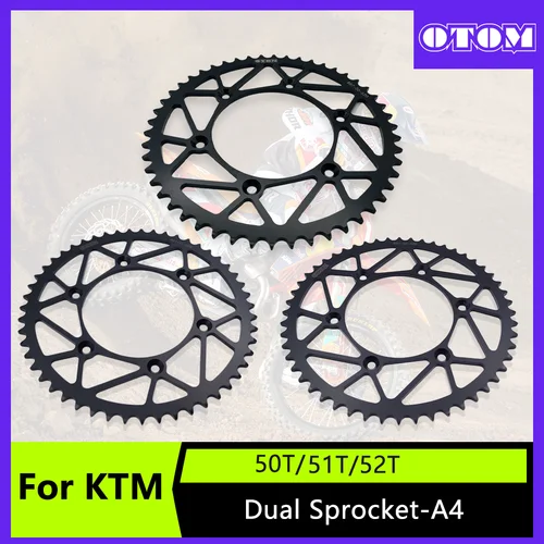 OTOM piñón trasero de motocicleta 520 cadena 50T 51T 52T piñón trasero de acero al carbono para KTM HUSQVARNA GASGAS SXF EXC XCW TC TE