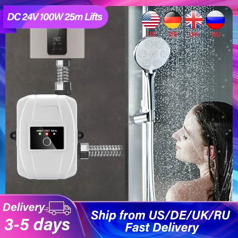 24V DC Auto Water Pump 100W Pressure Booster Pump for Home Tapwater Kitchen Sink Shower Head Booster Pump Kit