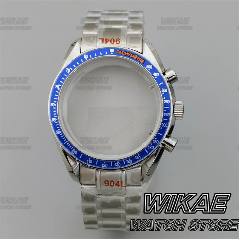 39.7mm Men\'s watches case FIT VK63 movement  Stainless Steel case Bracelet With Black Blue Green Silver Insert  Coated Crystal