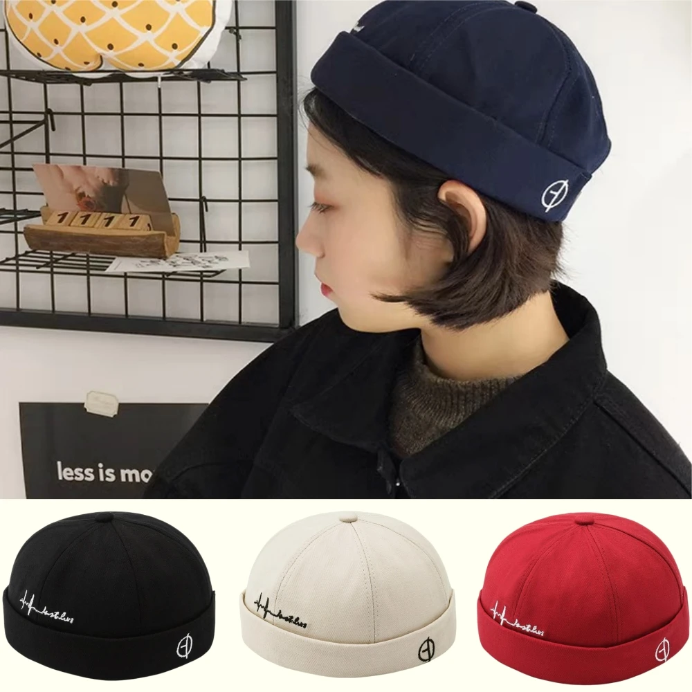 Vintage Landlord Hat Multicolor Brimless Hip Hop Hats Street Solid Color Skullies Cap English Embroidery Man Watermelon Cap