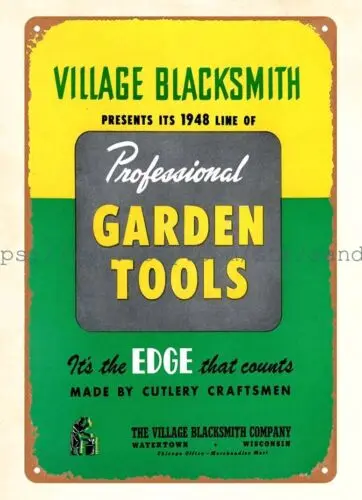 man cave wall art bedroom 1948 Village Blacksmith Garden Tools metal tin sign