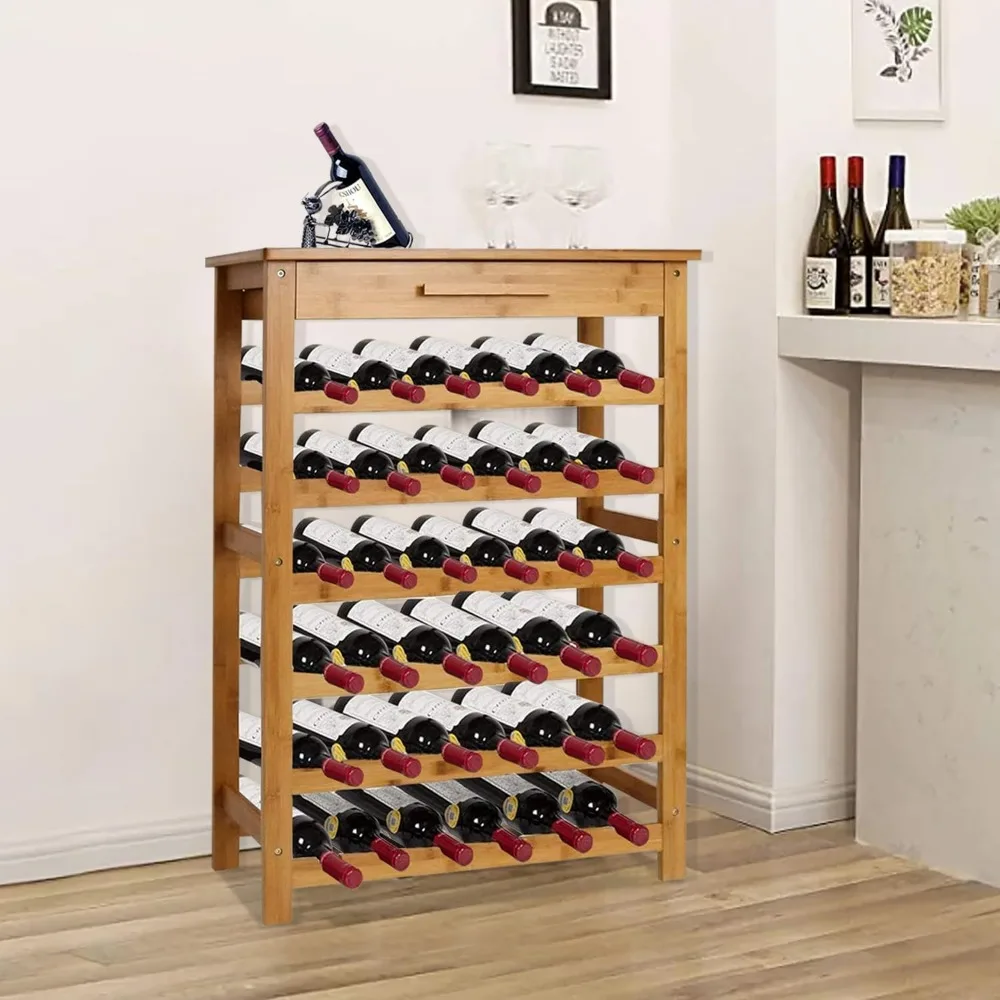 Bamboo Wine Rack Modular Wine Storage Holder Display Shelves for Storing Bottles at Home 36 Bottle Wine Rack Free Stand