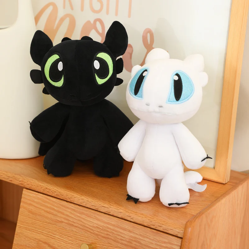 Cute Toothless Plush Toy Anime Plushie Toothless Stuffed White Black Dragon Doll Kids Gift Home Decor Kids Favorite