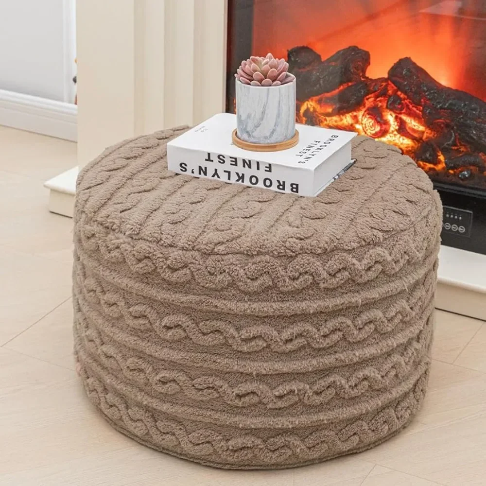 Footstool, round bag ottoman padded bag footstool flooring pocket chair for living room pouch seat bedroom padded sofa footstool