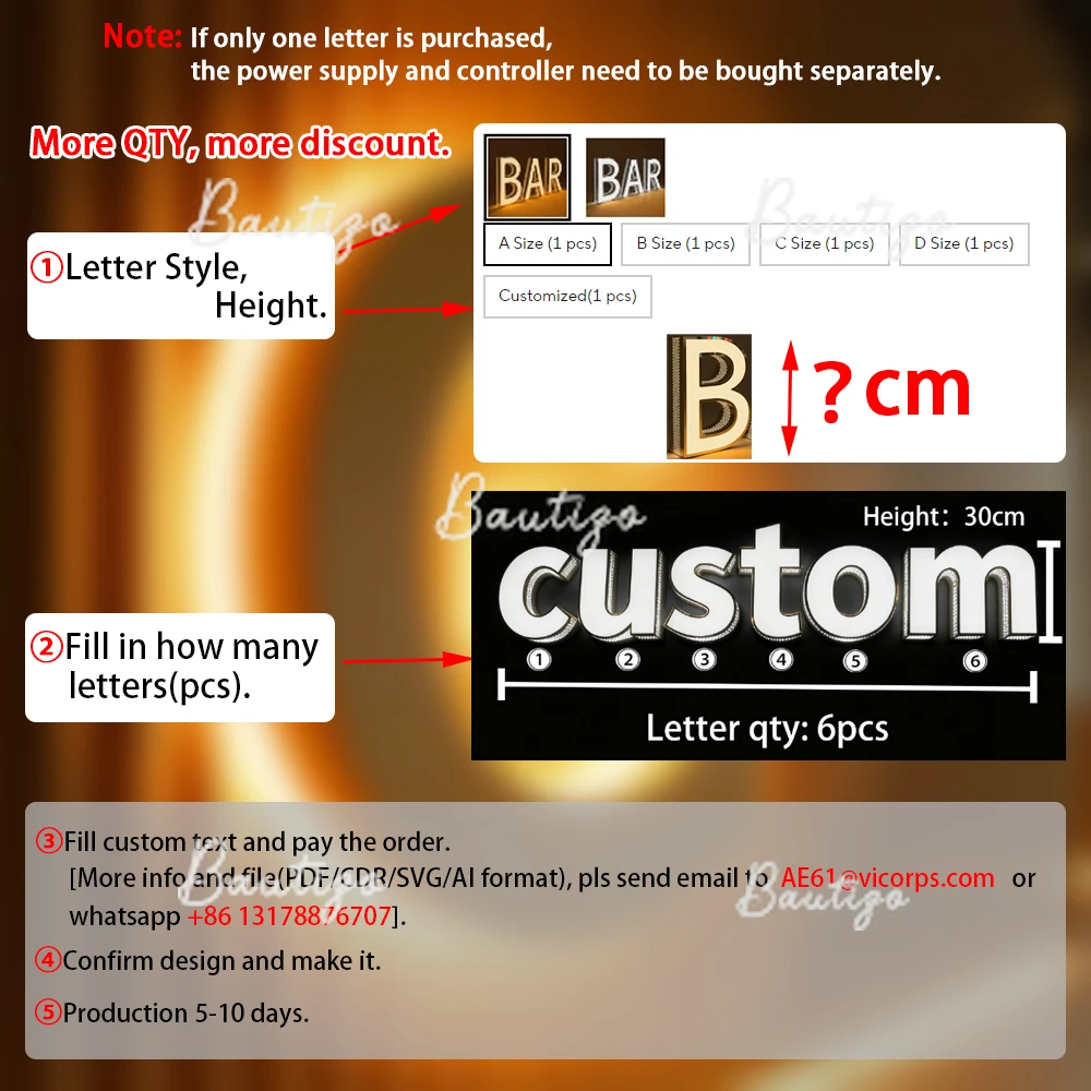 Huruf Dekoratif Logo untuk Bisnis Poster LED Iklan Neon Sign Kustom Tanda Akrilik Label Bisnis Lampu Logam Bercahaya