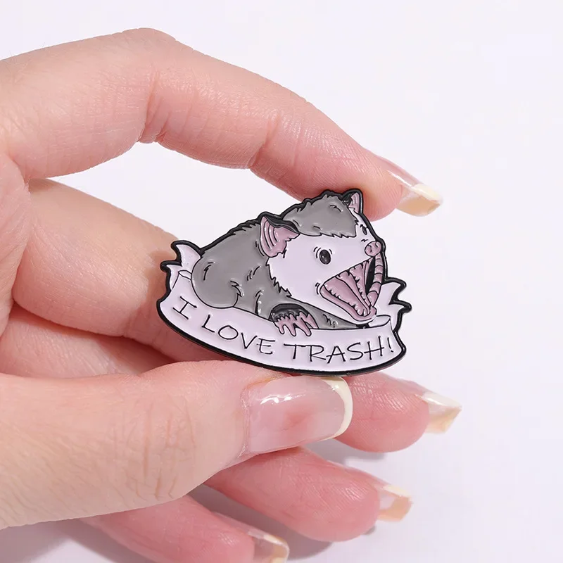 Mouse Rat Enamel Pins Custom Don It Touch My Trash Brooches Lapel Badges Protection Environment Jewelry Gift Drop Shipping