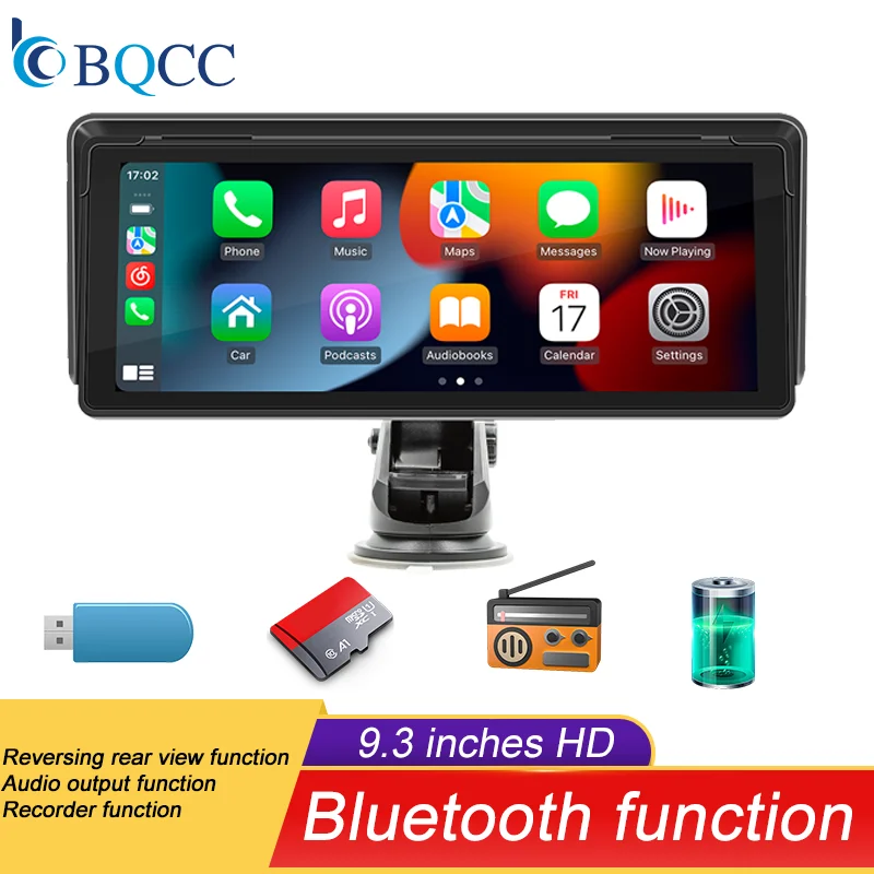 BQCC 10.26 Inch Carplay MP5 Player Portable BT Touch Screen Wireless Carplay Android Car Radio for Apple Android Video Stereo