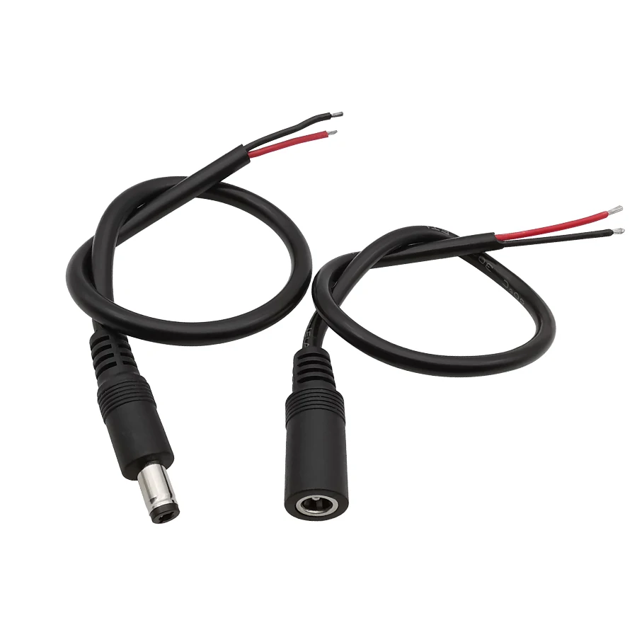 DC 5.5 x 2.1mm Power Socket Connector Male Female Plug Jack 18AWG Cable Wire for 3528 5050 LED Strip Light CCTV Camera
