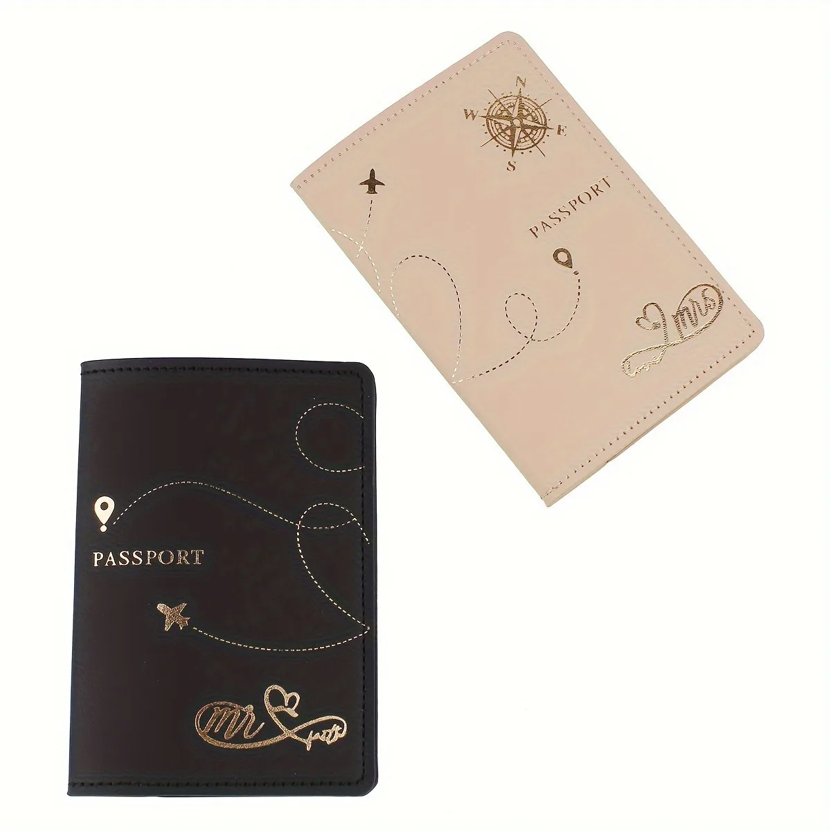 2 Stück/Set Mr & Mrs PU-Leder Reisepasshülle Kartenhalter Leichtes Reisezubehör Geldbörse Geschenk für Paare – Detail 4