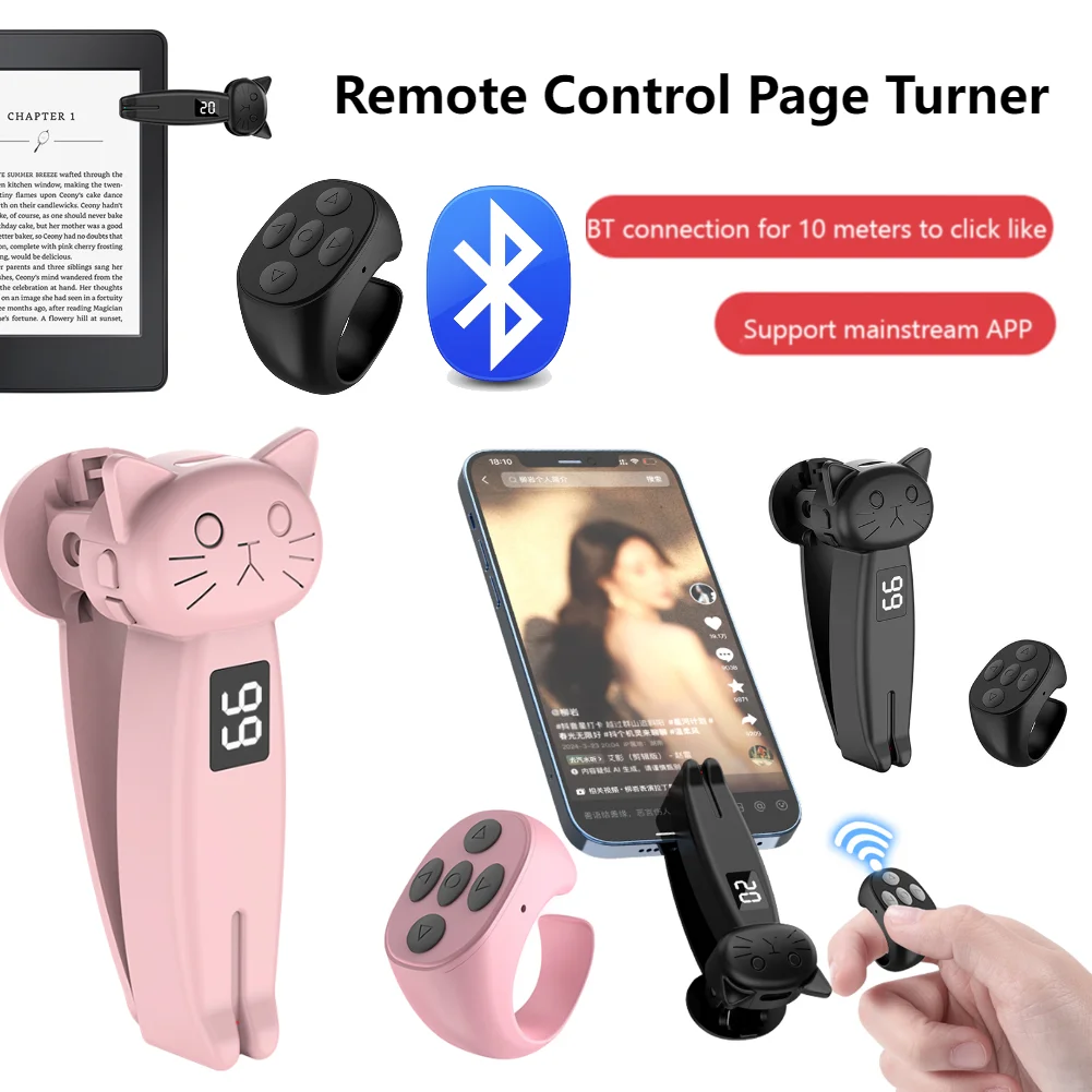 Remote Control Page Turner Bluetooth-Compatible 5.3 Camera Shutter Auto Clicker Phone Screen Tapper Device for Kindle Paperwhite