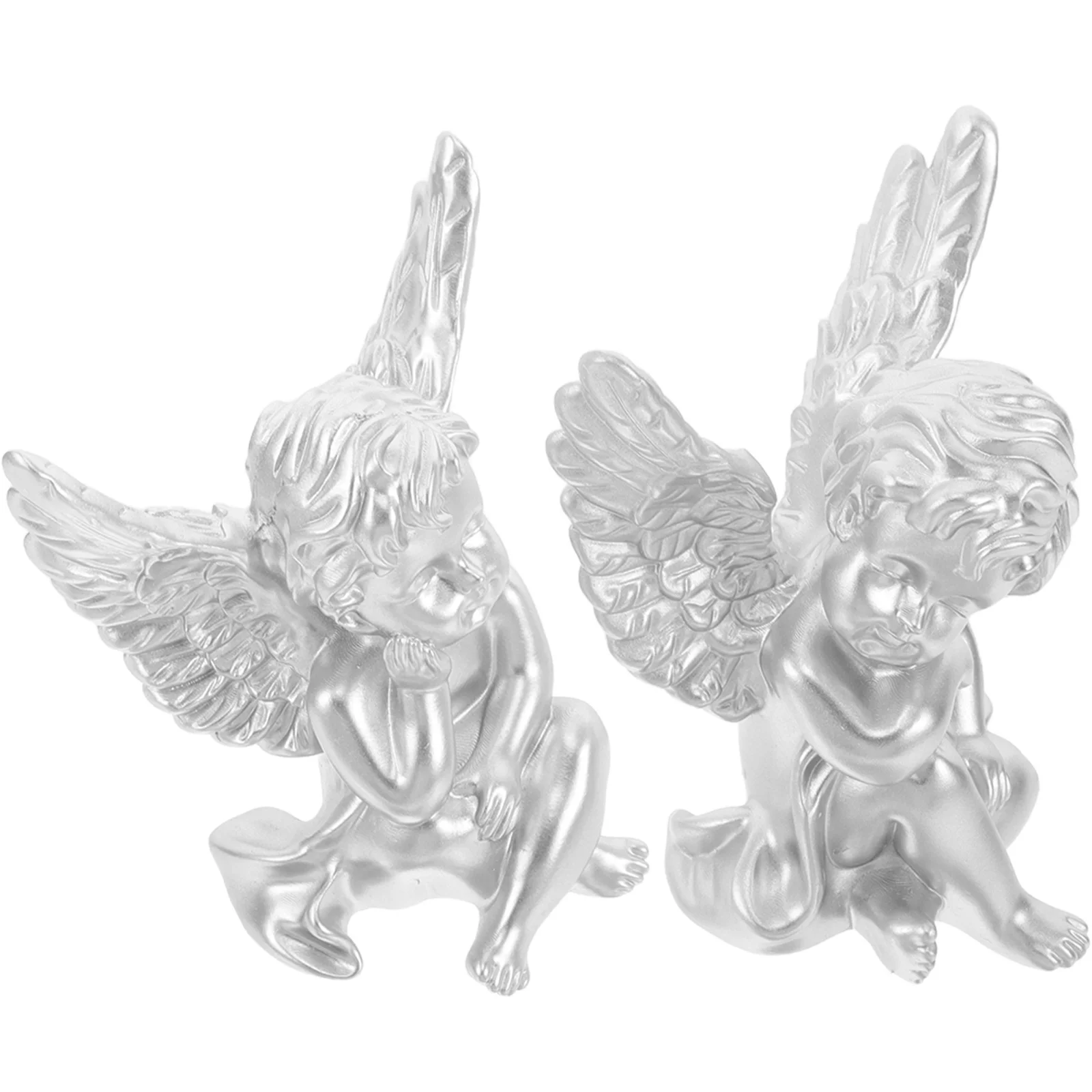 

2 Pcs Home Decor Angel Statue Cherub Angels Statuette Small Silver Centerpieces for Tables
