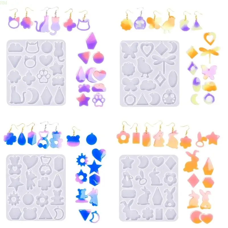 Silicone Mold DIY Geometric Animal Shaped Earrings Mould Ear Pendant Making Molds for Jewelry Lovers NM