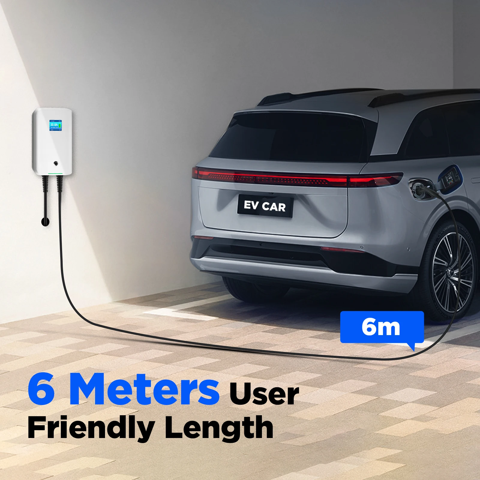 MOREC EV Charging Station 7KW Level 2 EV Charger Type 2 Electric Vehicle Car Wallbox 32A With App Control EVSE Wallmount