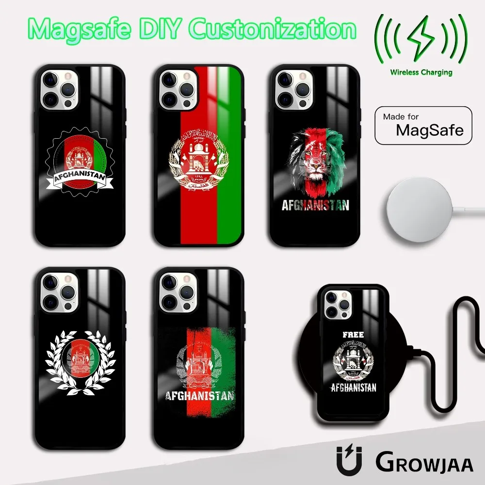 

Afghanistan Flag Phone Case For iPhone 16 15 14 13 12 11 Pro Max Plus Mini Magsafe Mirror Wireless Magnetic Cover