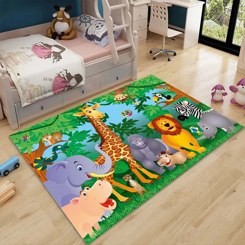 Cartoon Zoo Animals Baby Creeping Mat Dywaniki do dekoracji pokoju dziecięcego Mata podłogowa dla dzieci Dywan antypoślizgowy do sypialni Miękka