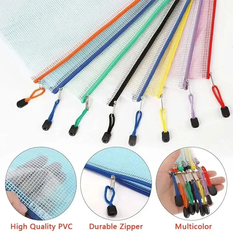 B5/A4/A5/A6 Mesh Zipper Pouch Document Bag Waterproof Zip File Folders Pencil Case Storage Bags School Office Supplies view 5