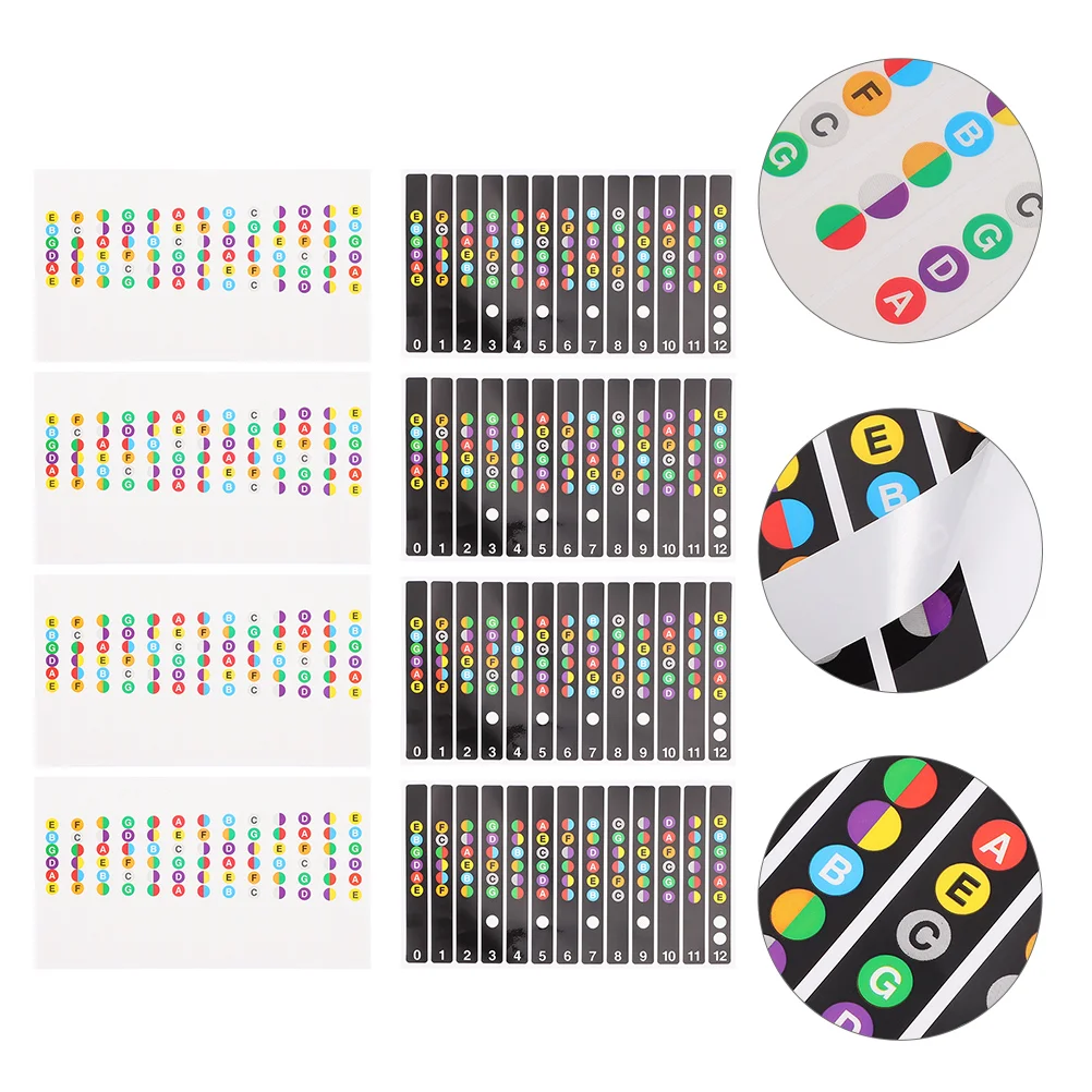 8 Pcs Guitar Scales Sticker Finger Board Beginners Decal Tool Fretboard Notes Release Paper Neck Stickers Accessories