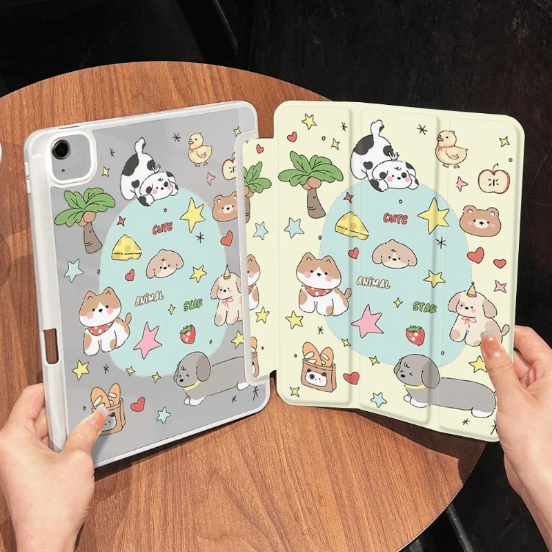 Smart Cover per IPad Air 6 Case IPad 10th Gen Air 5th 4th 10.9 2020 Pro 11 IPad 10.2 Case 7/8/9th Generation Cute Cartoon Puppy