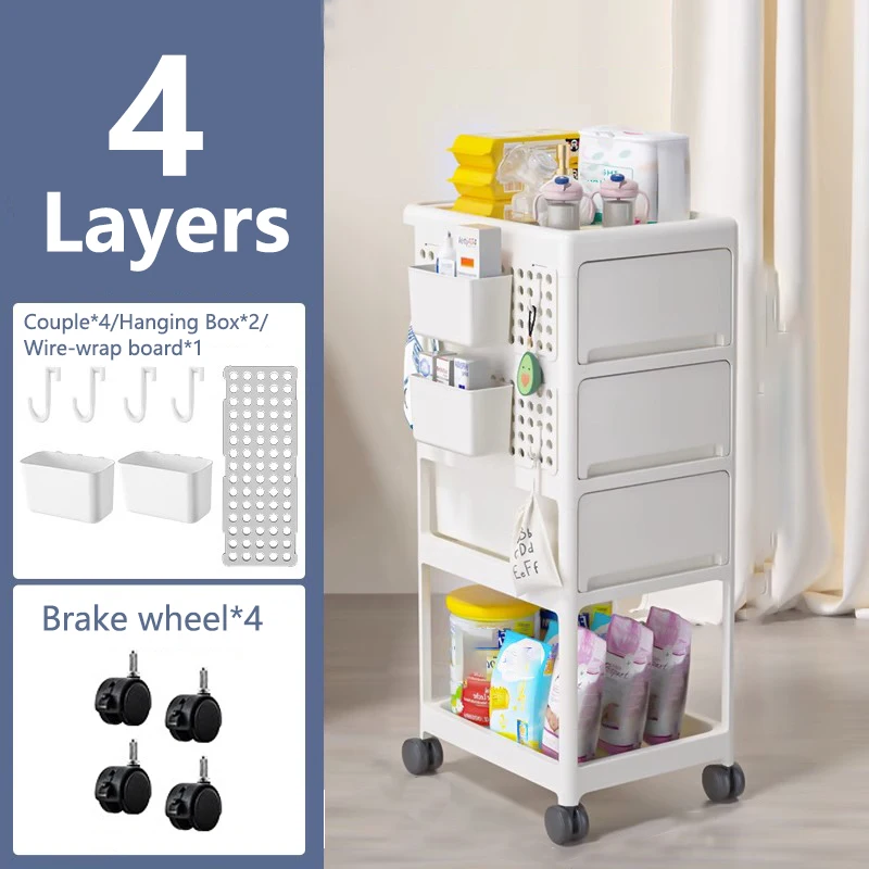 Storage Stroller - 4 layer storage Flexible to move Can put toys snacks tools pet supplies PP material is safe and durable