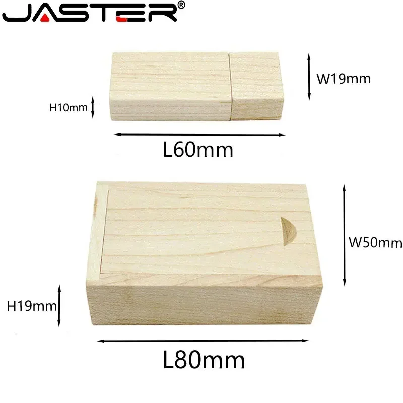 JASTER 10PCS/LOT Wooden USB 2.0 Flash Drives 128GB Free LOGO 64GB Pen Drive with box Memory Stick Creative Business gift U disk