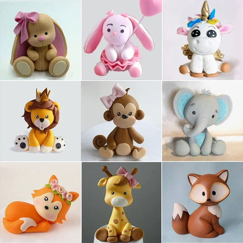 Waldtier-Kuchendekoration, Happy One 1. Geburtstag, Party, Dschungelwald, Safari, Löwe, Affe, Kaninchen, Kuchenaufsatz für Kinder, Babyparty