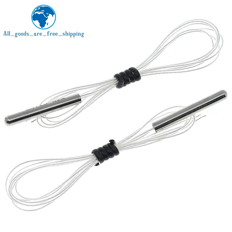 TZT PT100 Platinum Resister Temperature Sensor Waterproof Temp Probe -20~450 Celsius Insulated Shielding Fiberglass 50CM