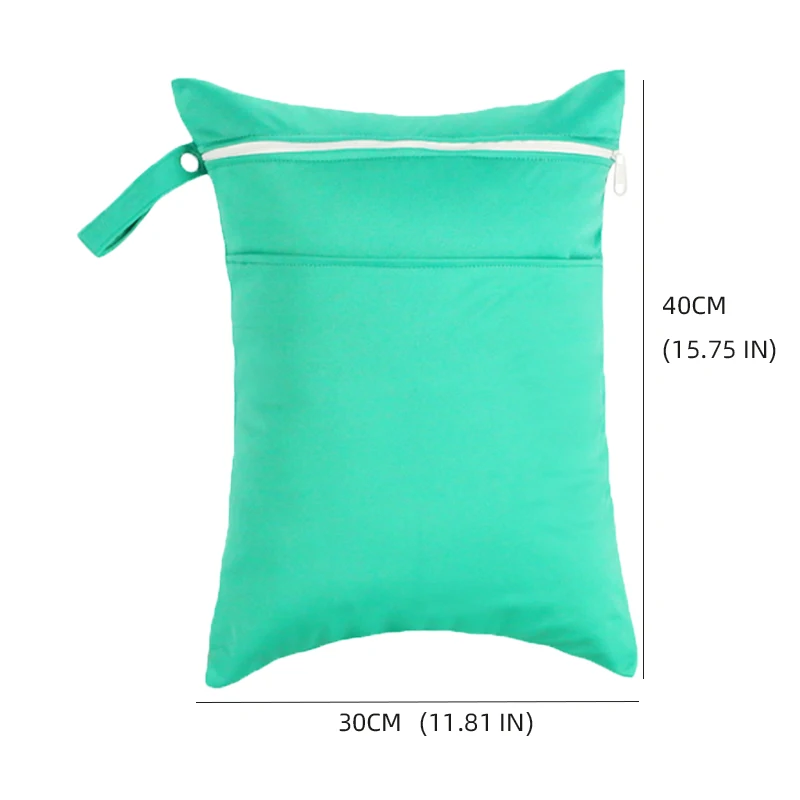 Solid Color Diaper Bags Waterproof Reusable Wet Dry Bag Storage Bag with Two Zippered Pockets for Travel Beach Pool Baby Items