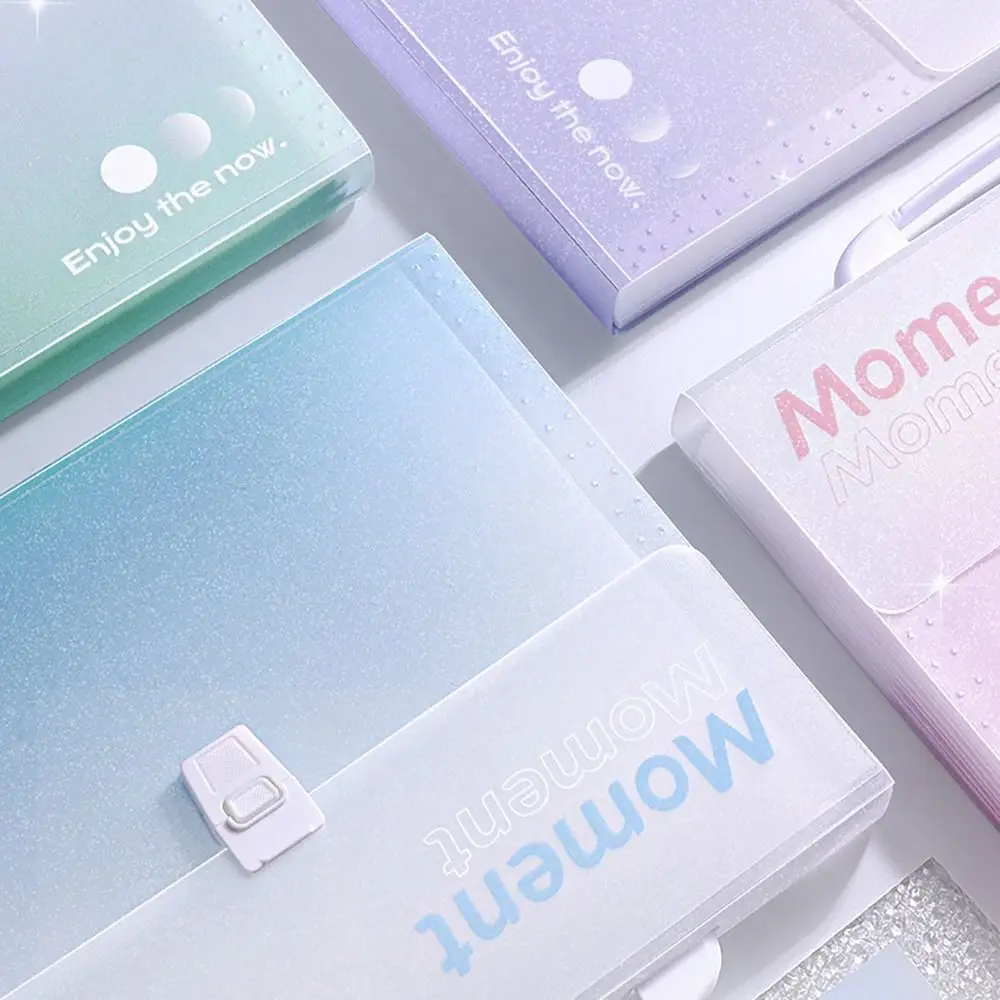 12 Pockets A4 File Folder Simple Portable Gradient Color File Organizer PP Test Paper Storage Envelope Folder Gift