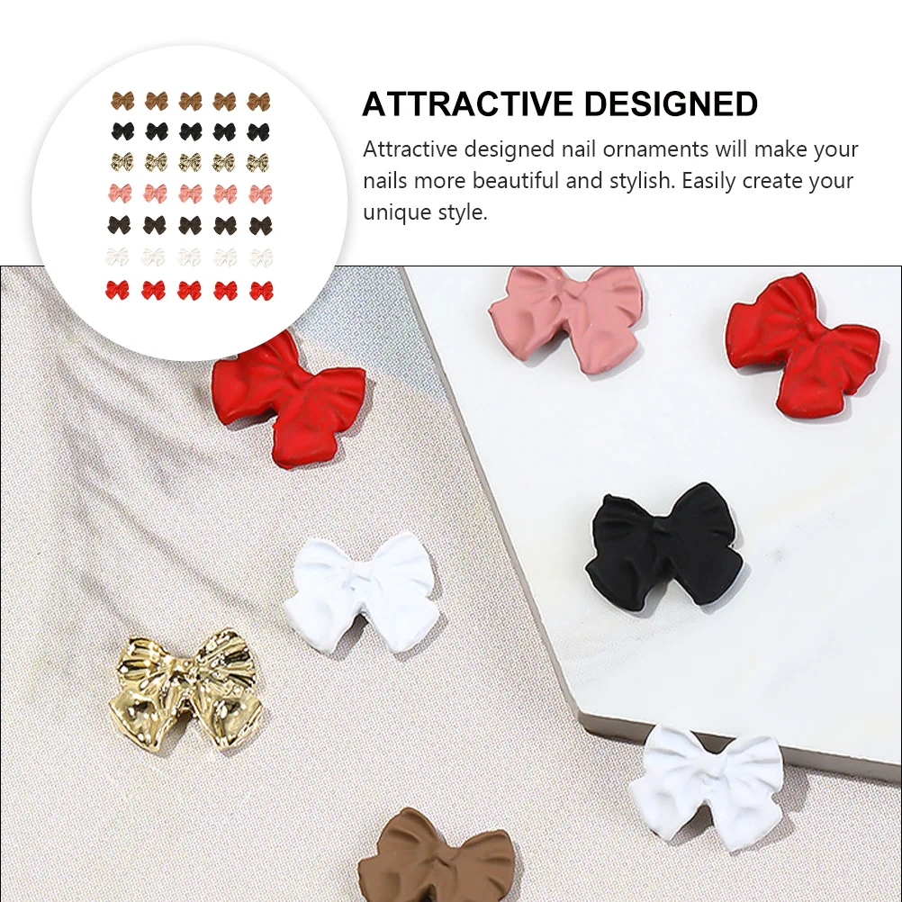

35 Pcs Frosted Bow Accessories Decoration Nail Beauty Adornment Ornament Fingertip Bowknot Rhinestones Art Supplies Child