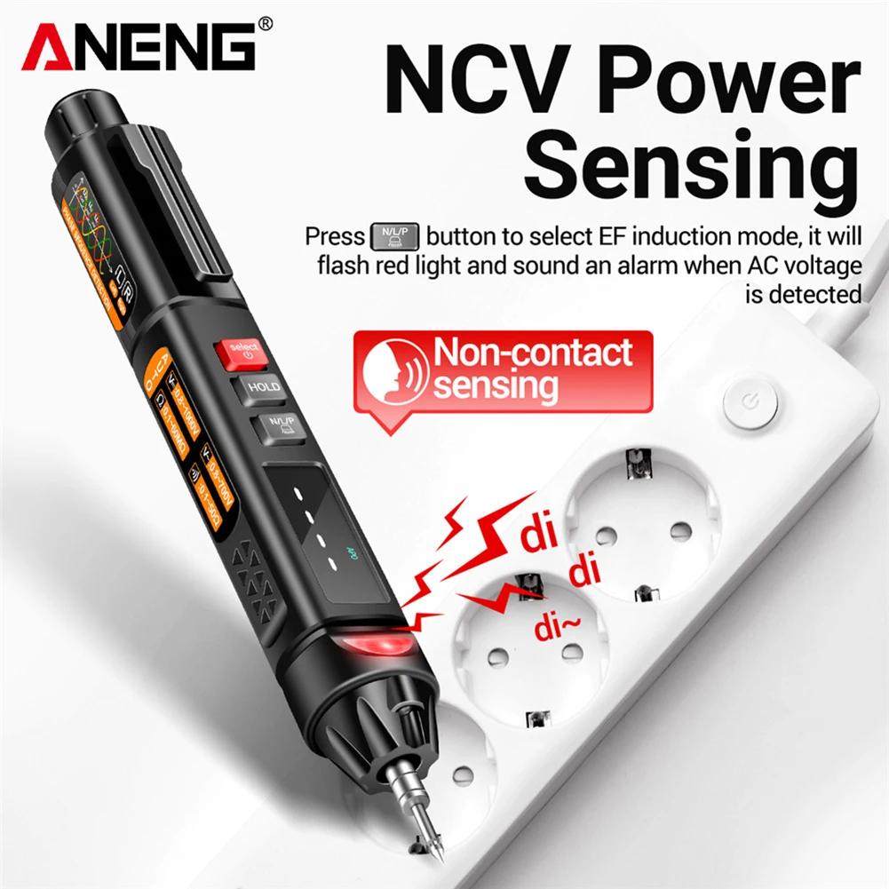 ANENG A3009 Mini Pen Multimeter Voice Broadcast 6000Counts Voltmeter VA Reverse LCD Flashlight NCV Tester for Voltage Resistance