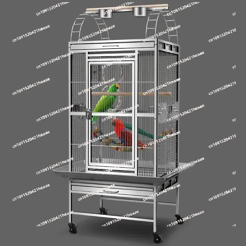 Suitable for cages with wheels measuring 51 * 61 * 152cm, stainless steel cages with large birdhouses and ample space