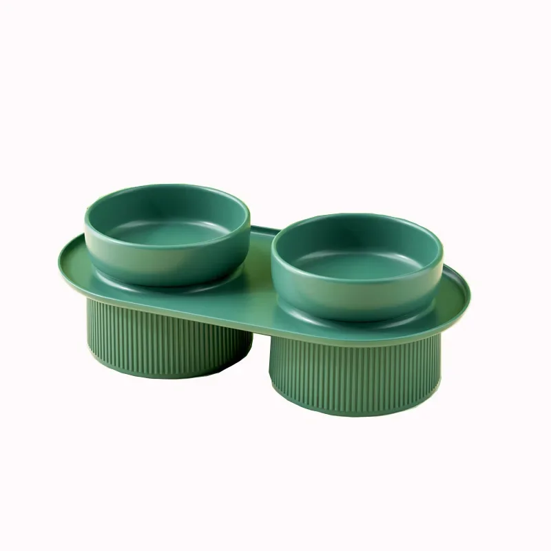 Cat Ceramic Bowl Dogs Double Food Water Feeders with Stand Nordic Pet Elevated Drinking Eating Bowls Cats Feed Accessories