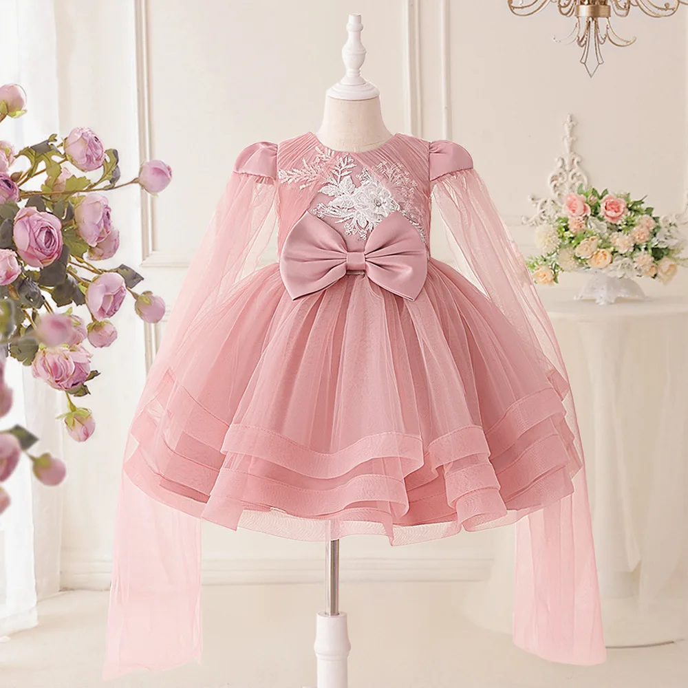 

Kids' Formal Dress - Girls' Birthday Princess Gown, Flower Girl Embroidered Applique Tulle Puffy Dress for Wedding Photography