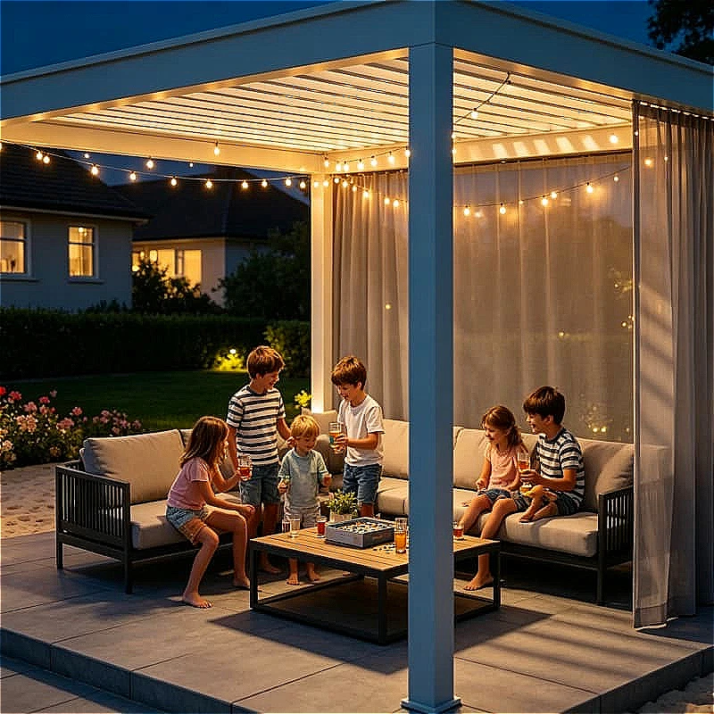 SUV Carport Pergola 4x4m Aluminum Louvered Motorized Waterproof Roof For Garden Patio Deck Parking Shade Customized