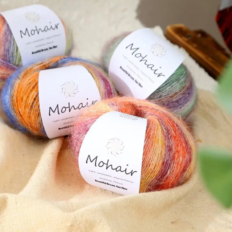 25g/Ball Colorful Mohair Yarn Soft Warm Baby Wool Yarn DIY Handmade Knitting Crochet Sweater Shawl Scarf Hat Thread Material