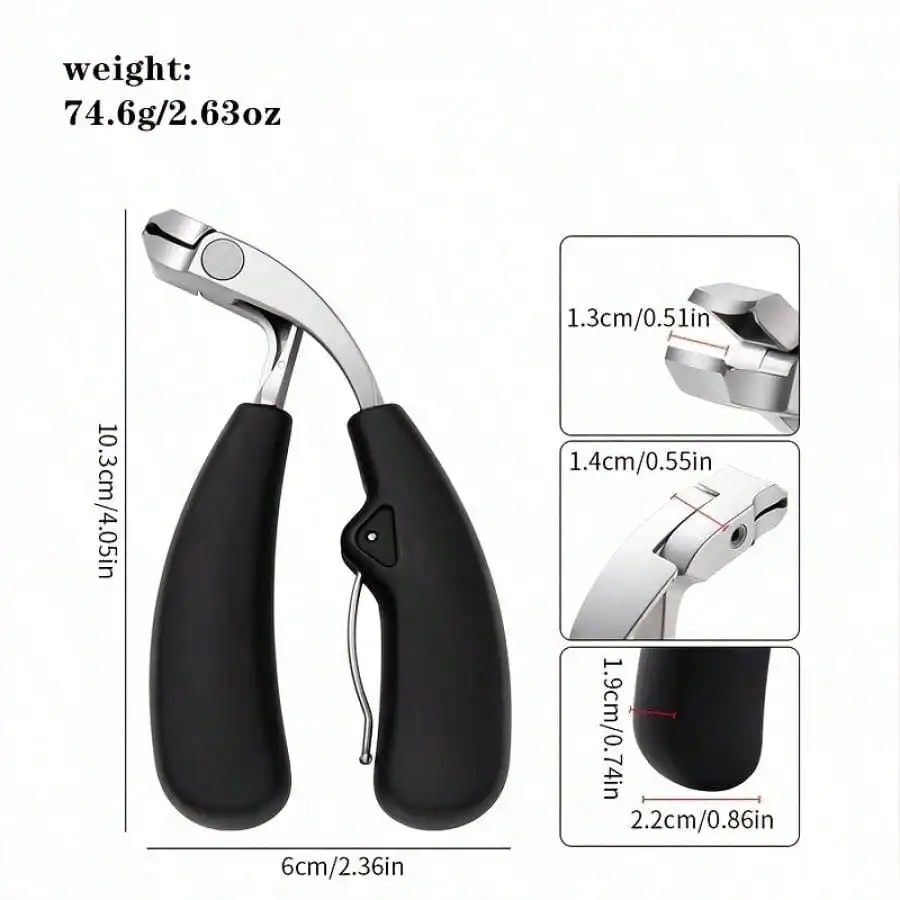 3X Stronger Stainless Steel Toenail Clipper Set - Wide Angle, Large Forearm Opening, Double-Cut, Curly, Splash-Proof Storage, Long Handle - For Thick/Ingrown Nails, Senior Footcare Gift, Home Pedicure Essential Suitable for both men and women 6