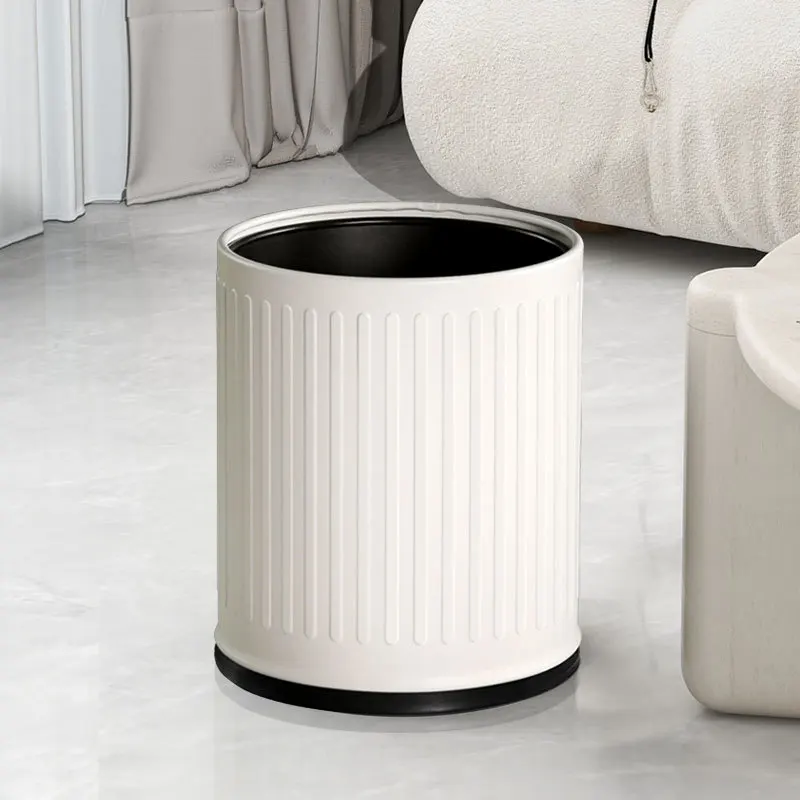 

10/14L Kitchen Trash Can Simple Light Luxury Lidless Double Layer Metal and Silicone Trash Can Living Room Dining Room Office