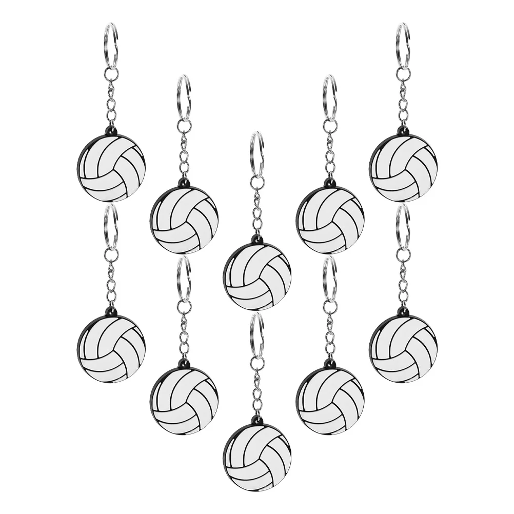 

10 Pcs Volleyball Keychains for Backpacks Sport Decorative Accessories Cute White Bag Charms Pvc Sports
